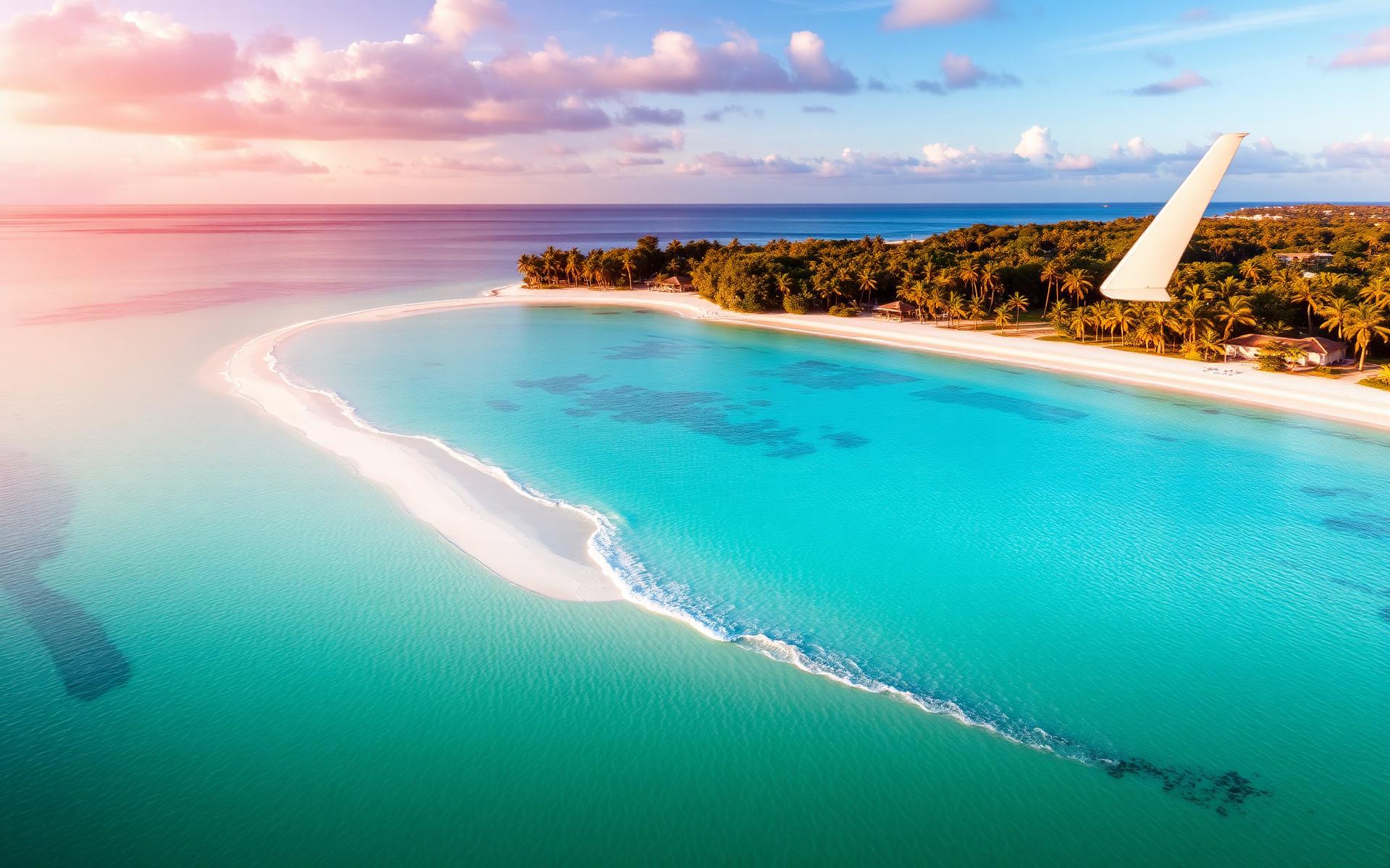 Tropical beach with airplane